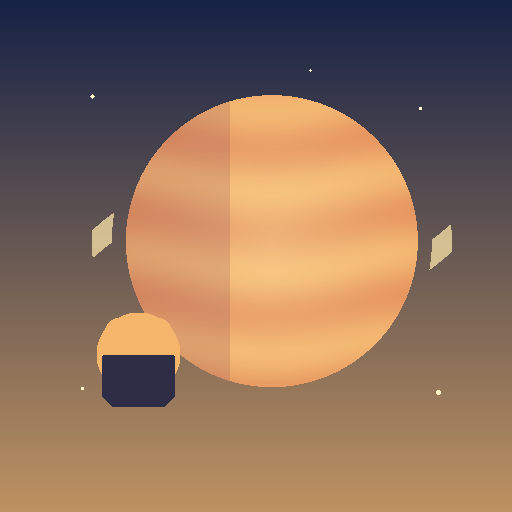 A cat astronaut floats beside the planet Venus